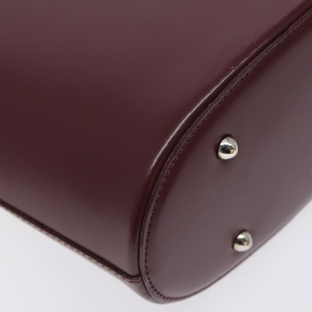 BURBERRY Tote Bag Leather Bordeaux Silver Auth 129538