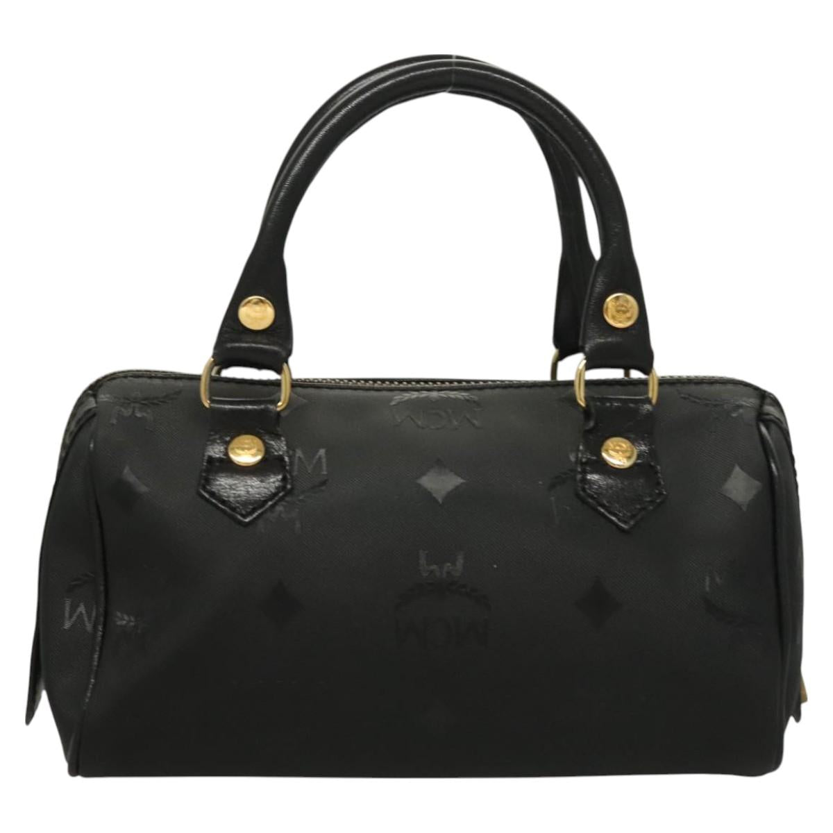MCM Vicetos Logogram Hand Bag PVC 2way Black Gold Auth 129547