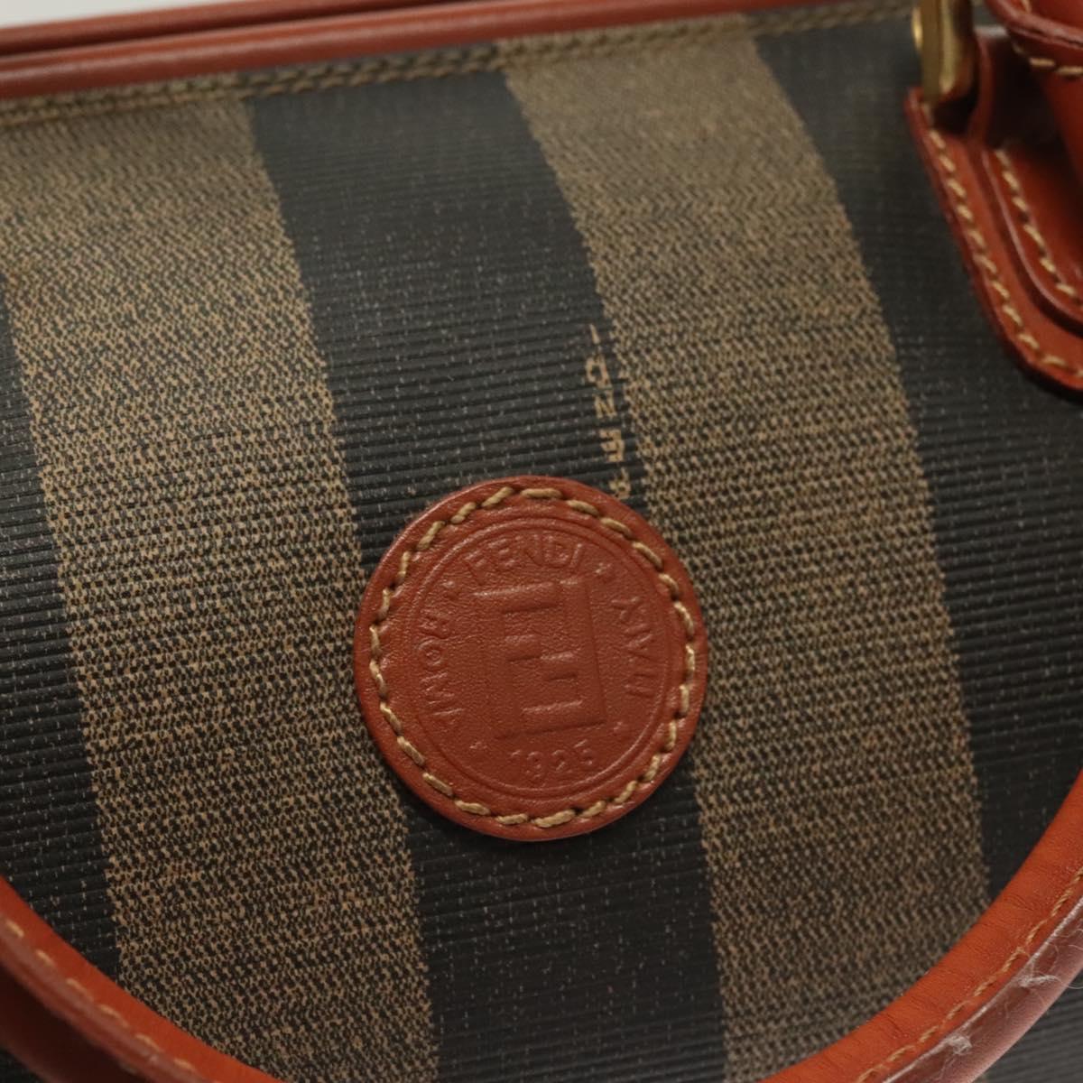 FENDI Pecan Canvas Hand Bag Black Brown Auth 129549