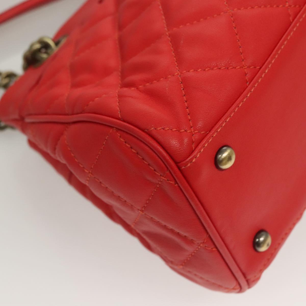 MCM Chain Shoulder Bag Leather Red Auth 129555