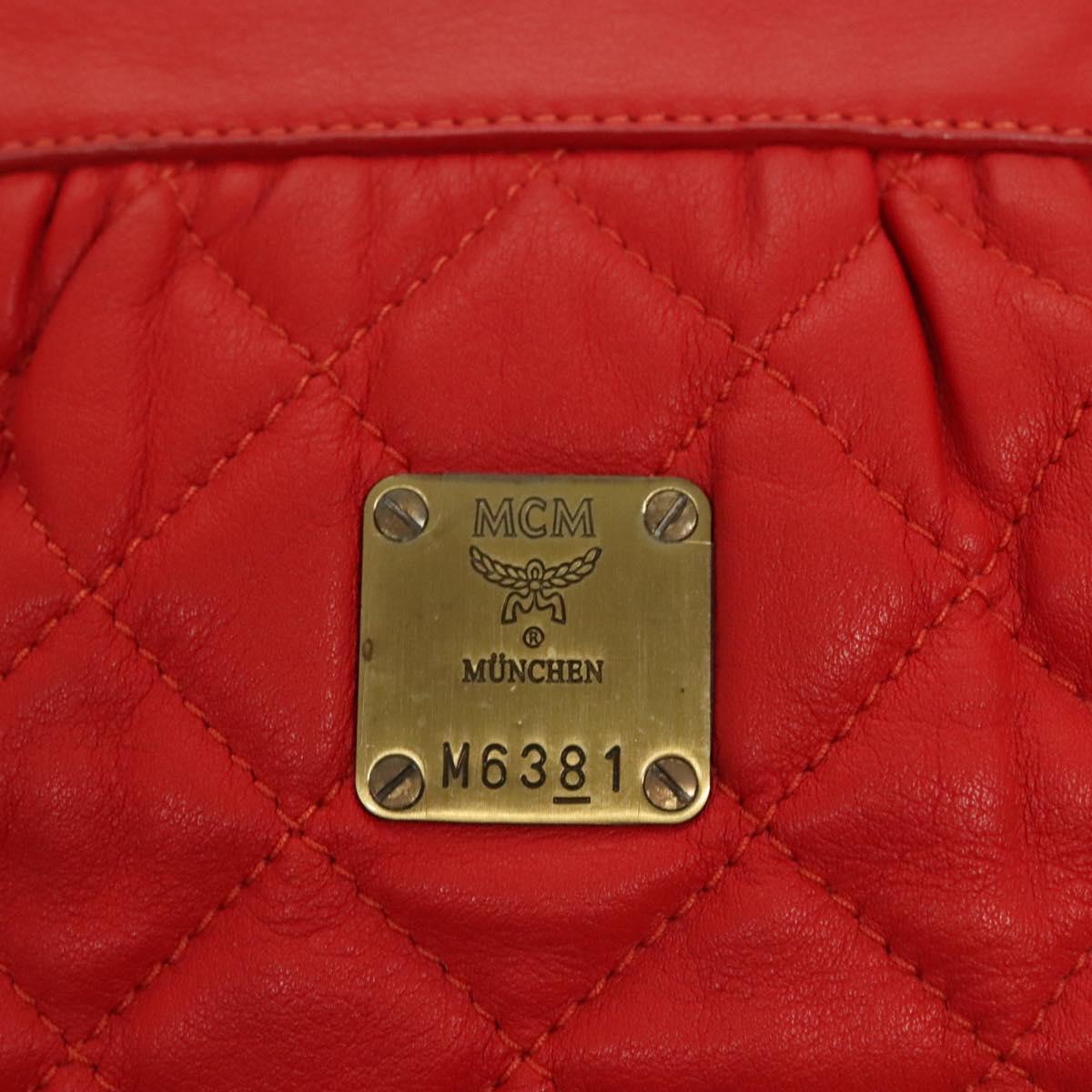 MCM Chain Shoulder Bag Leather Red Auth 129555