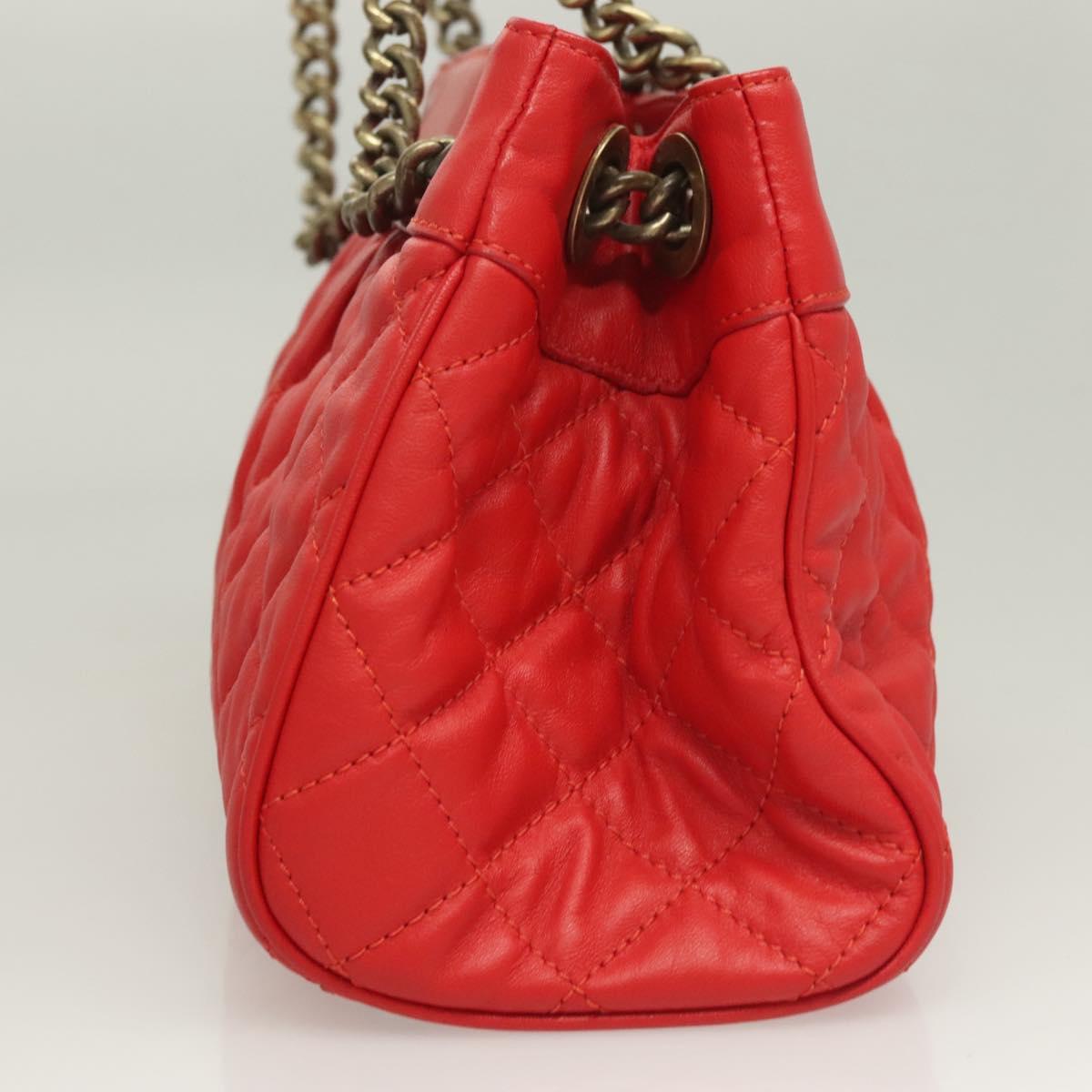 MCM Chain Shoulder Bag Leather Red Auth 129555