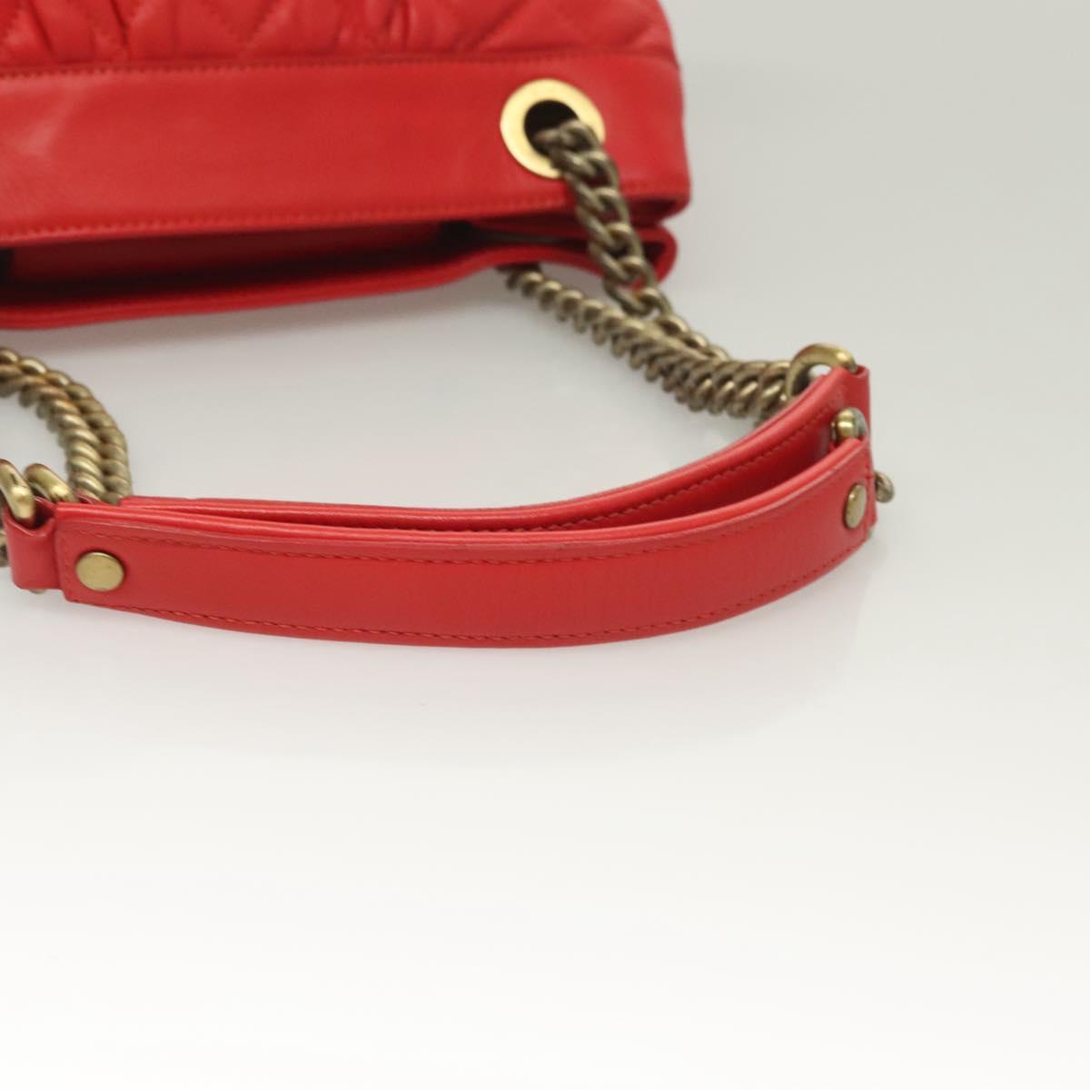 MCM Chain Shoulder Bag Leather Red Auth 129555