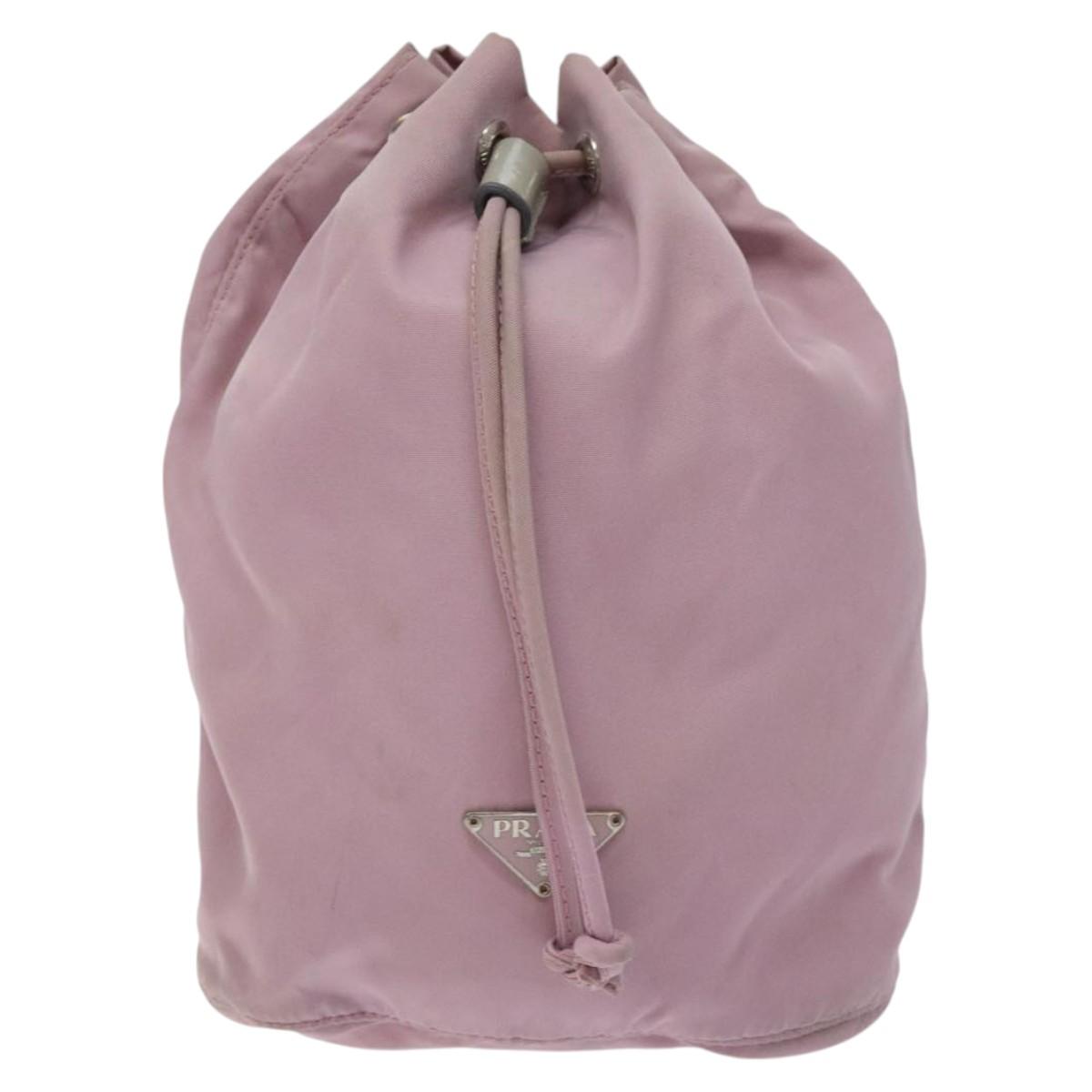 PRADA Pouch Nylon Pink Silver Auth 129576