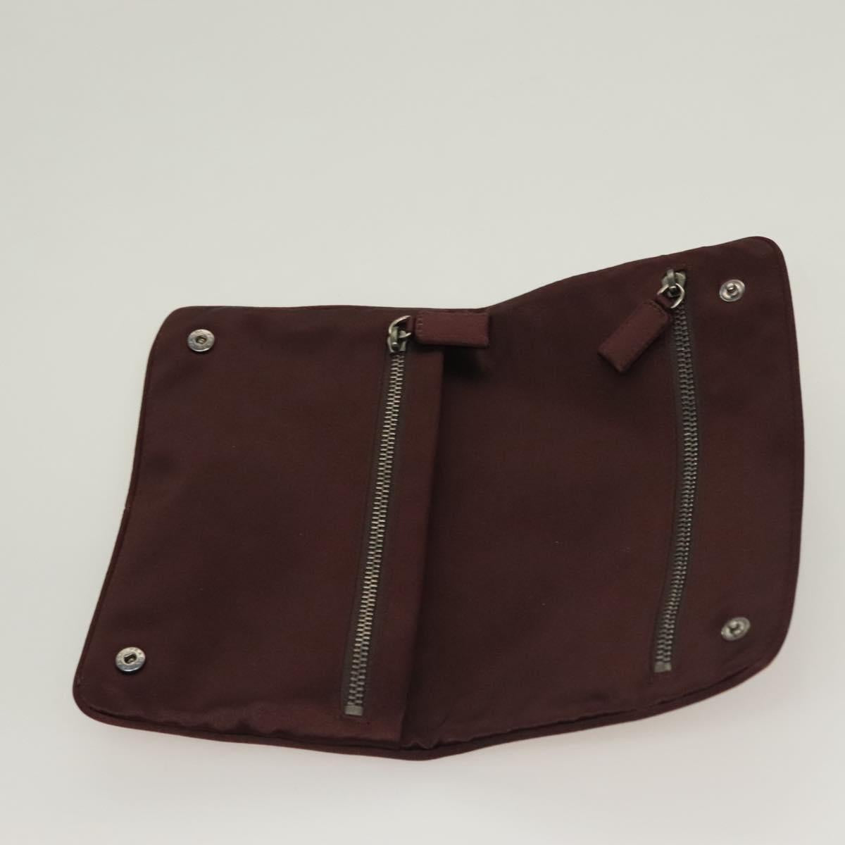 PRADA Pouch Satin Beige Auth 129577