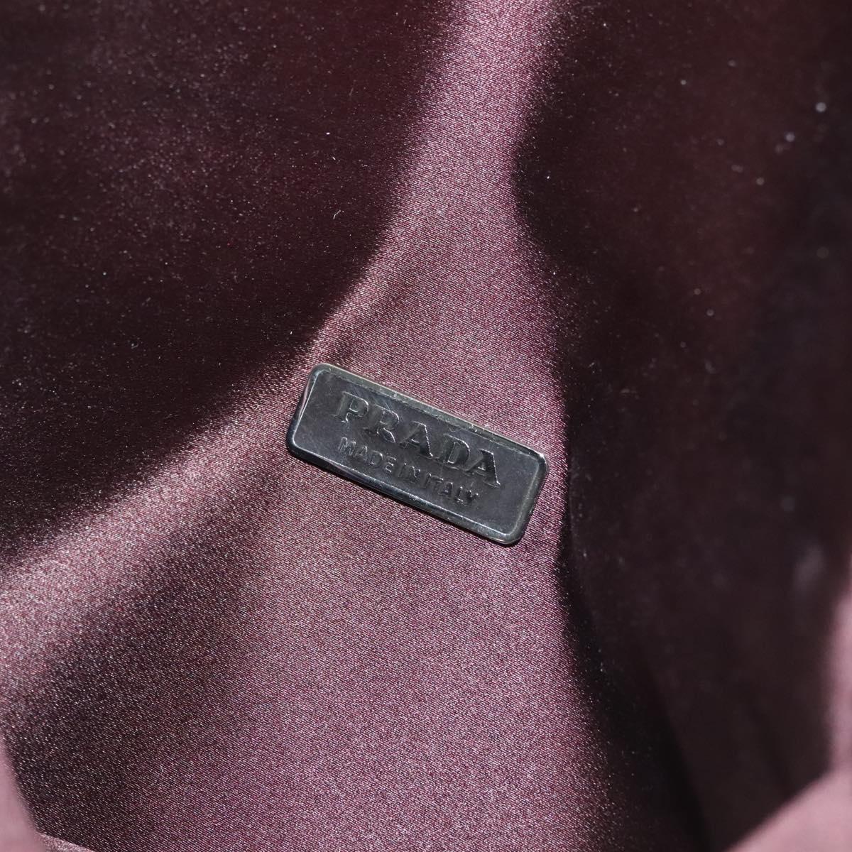 PRADA Pouch Satin Beige Auth 129577