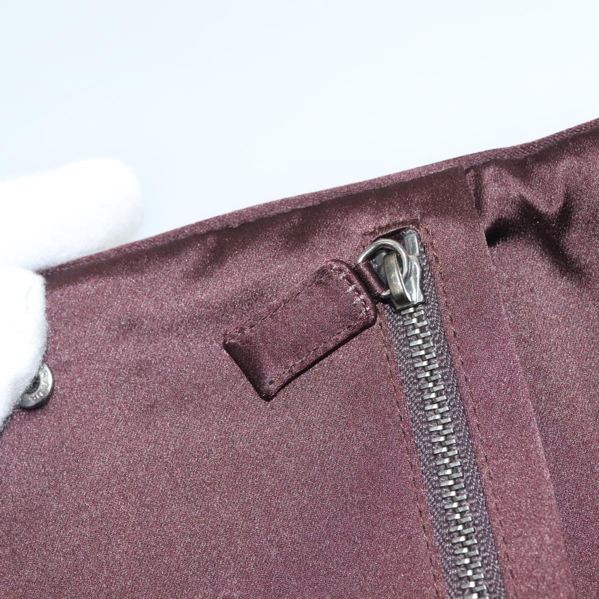 PRADA Pouch Satin Beige Auth 129577