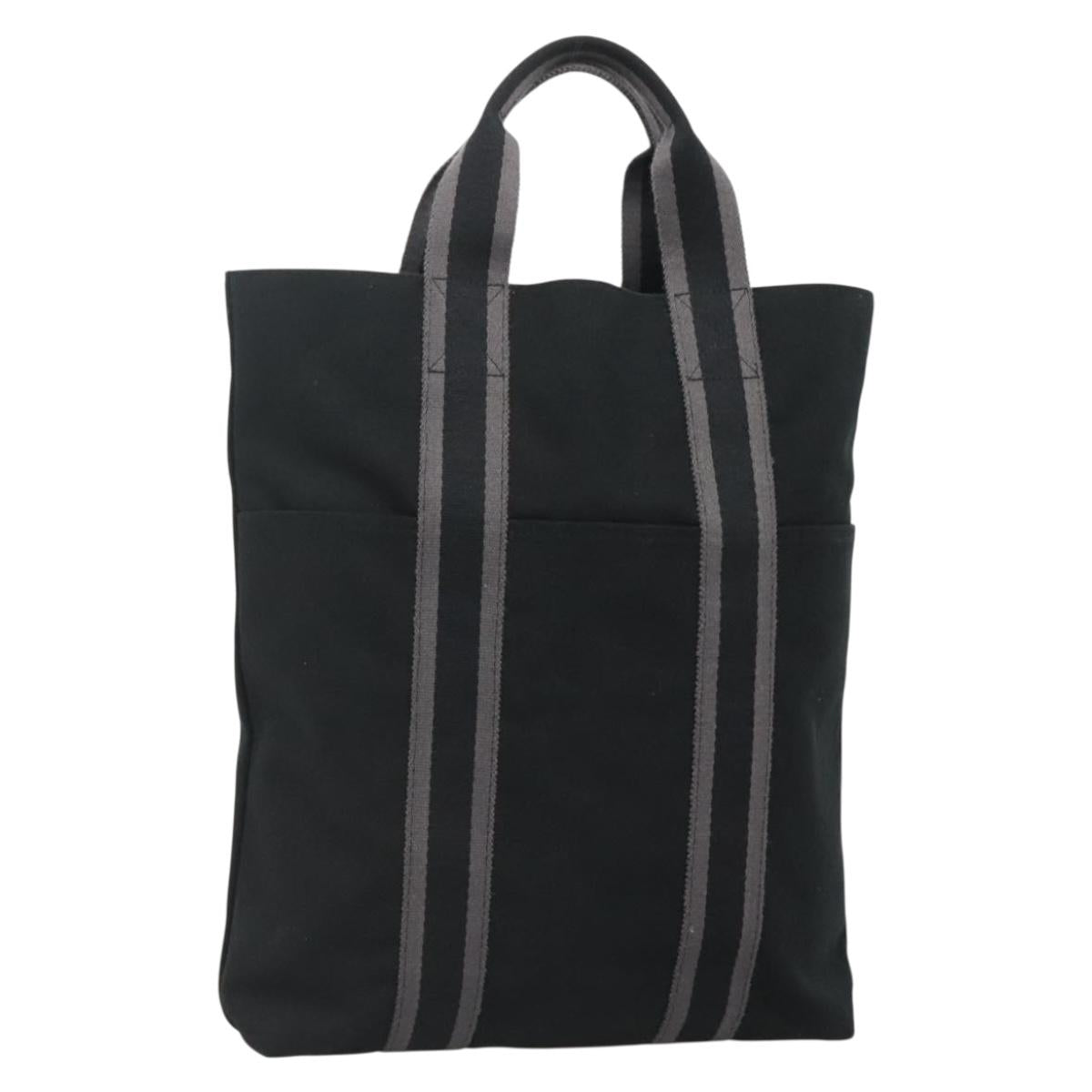 HERMES Fourre Tout Cabas Tote Bag Canvas Black Auth 129600