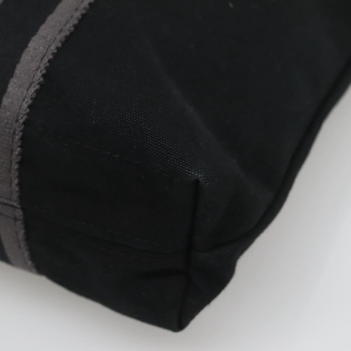 HERMES Fourre Tout Cabas Tote Bag Canvas Black Auth 129600