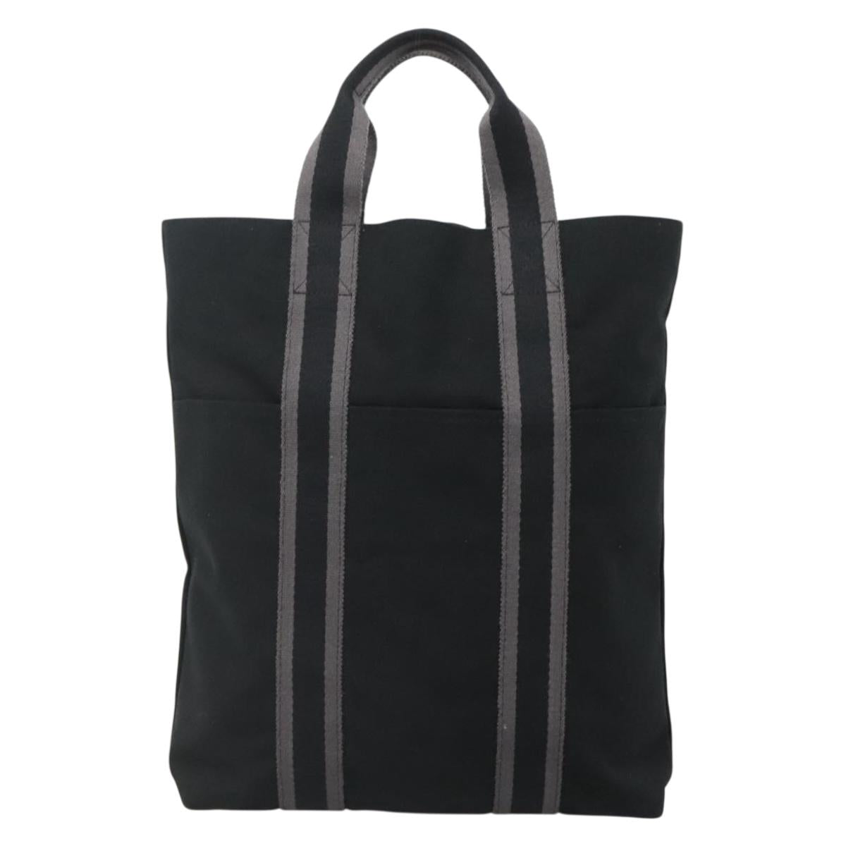 HERMES Fourre Tout Cabas Tote Bag Canvas Black Auth 129600