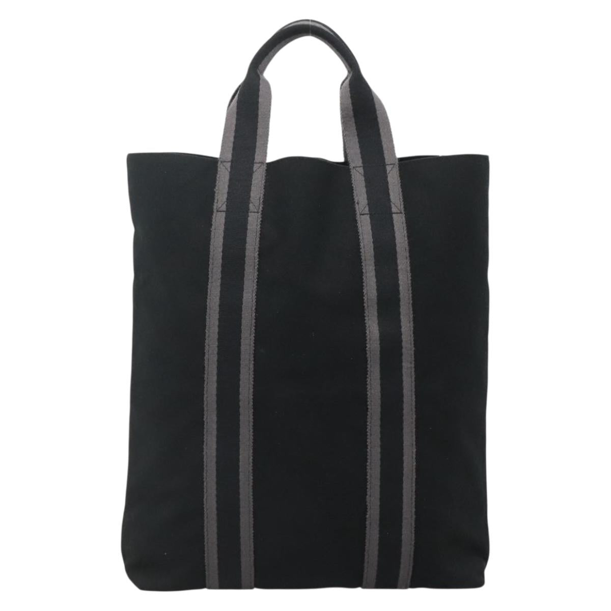 HERMES Fourre Tout Cabas Tote Bag Canvas Black Auth 129600