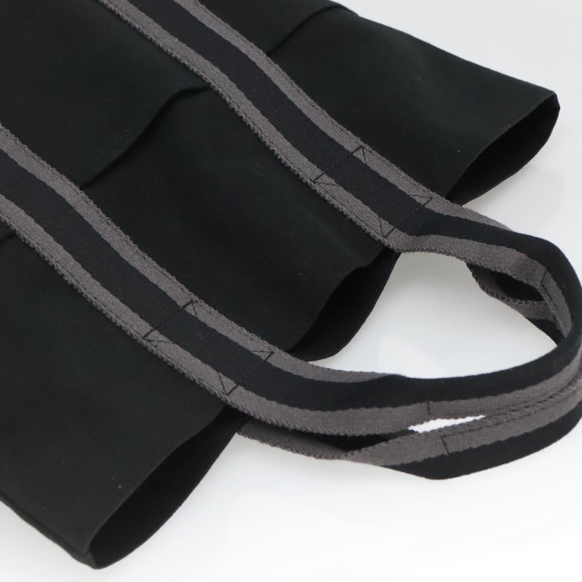 HERMES Fourre Tout Cabas Tote Bag Canvas Black Auth 129600