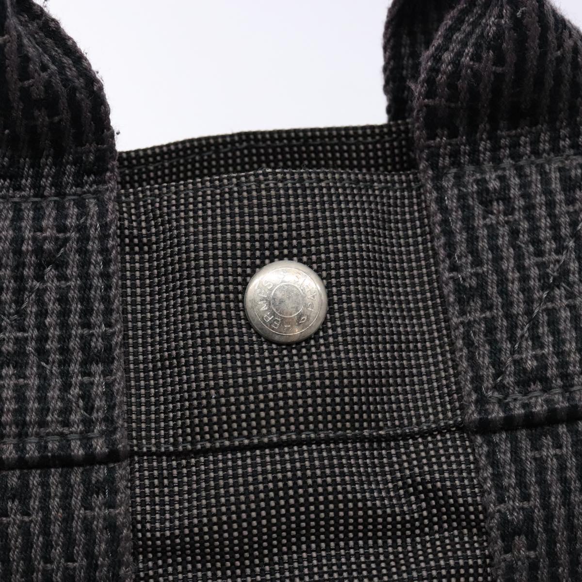HERMES Her Line PM Hand Bag Canvas Gray Silver Auth 129601