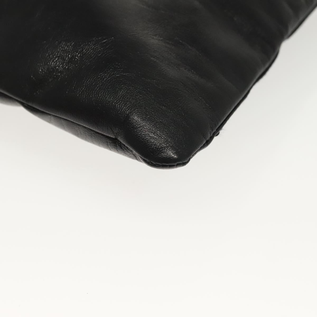 PRADA Chain Shoulder Bag Leather Black Gold Auth 129605