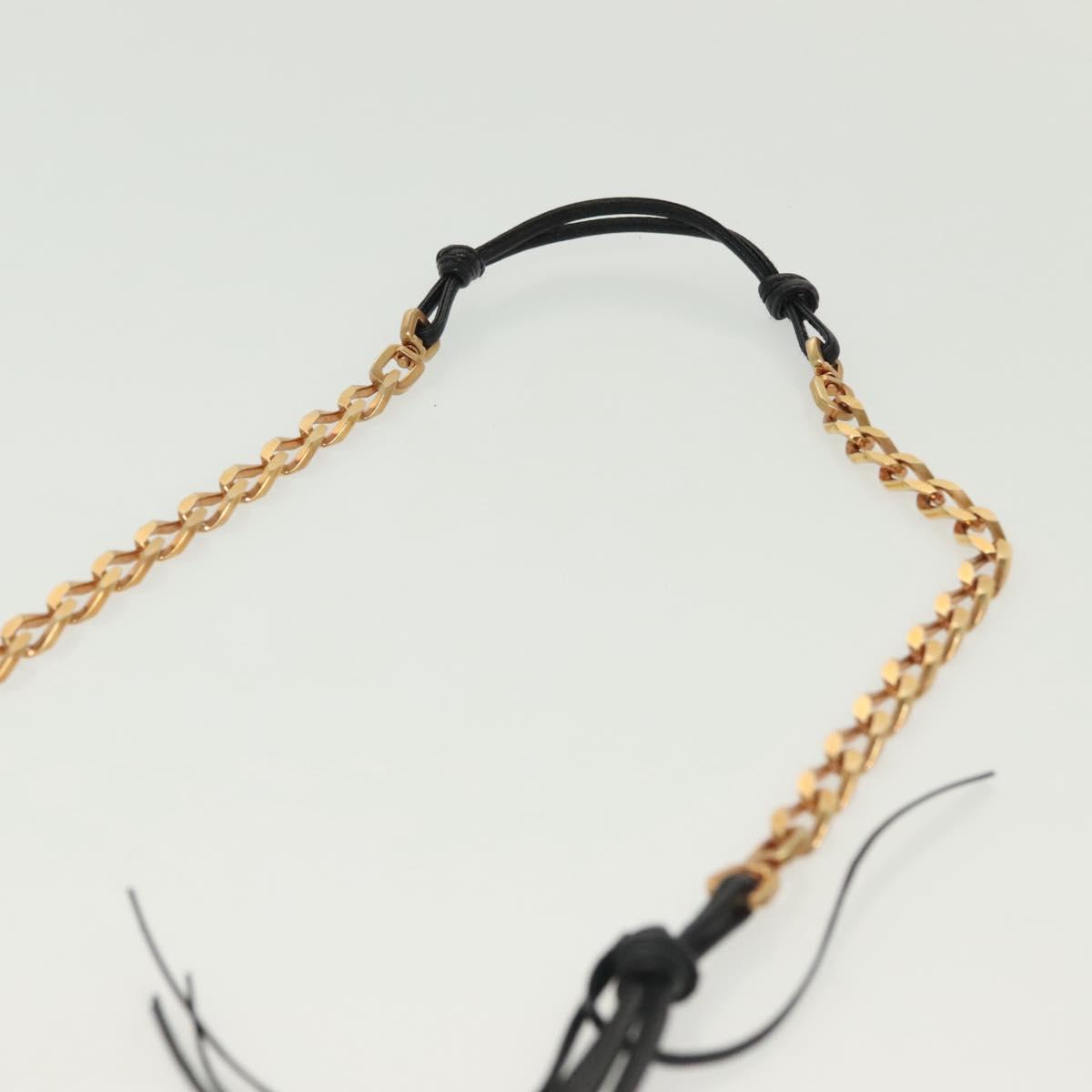 PRADA Chain Shoulder Bag Leather Black Gold Auth 129605