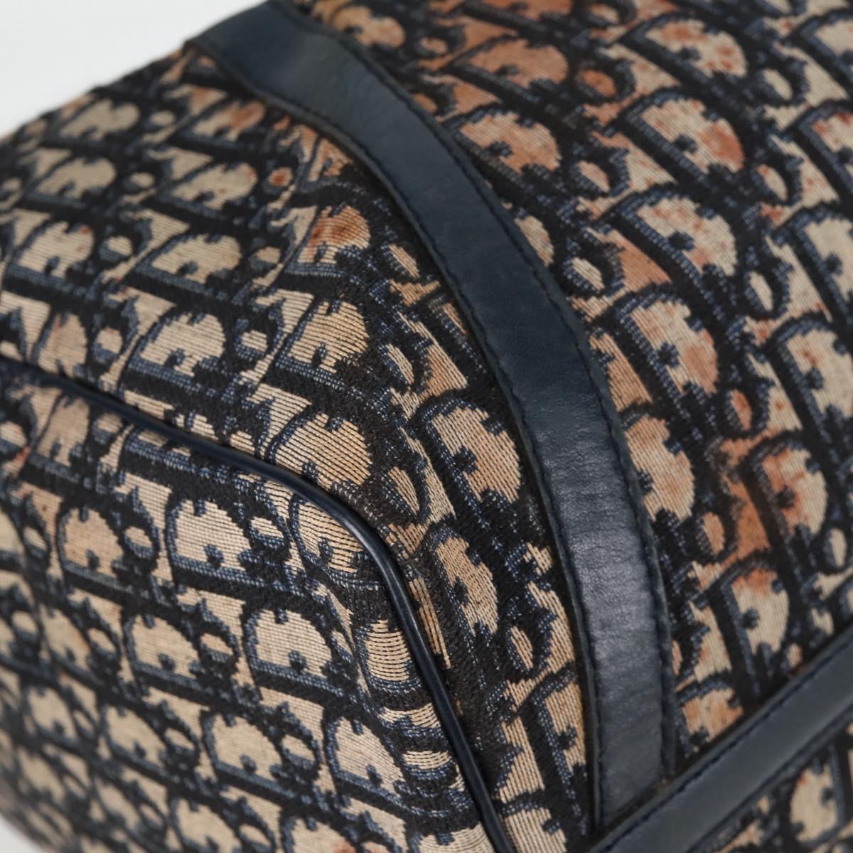 Christian Dior Trotter Canvas Boston Bag Navy Silver Auth 129623