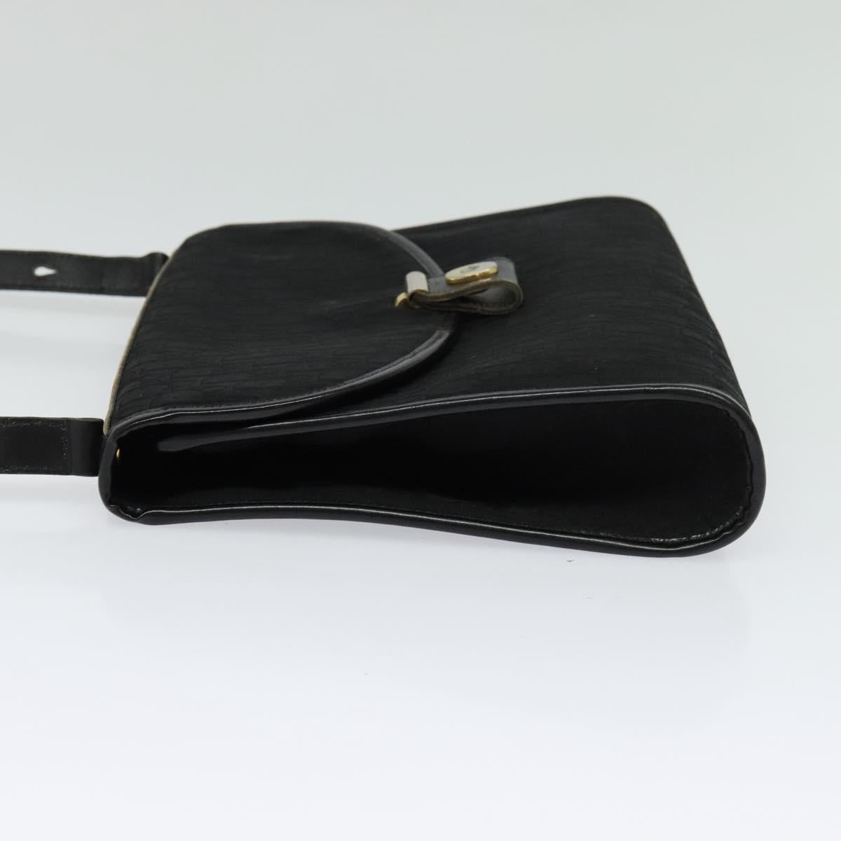 Christian Dior Trotter Canvas Shoulder Bag Black Gold Auth 129624