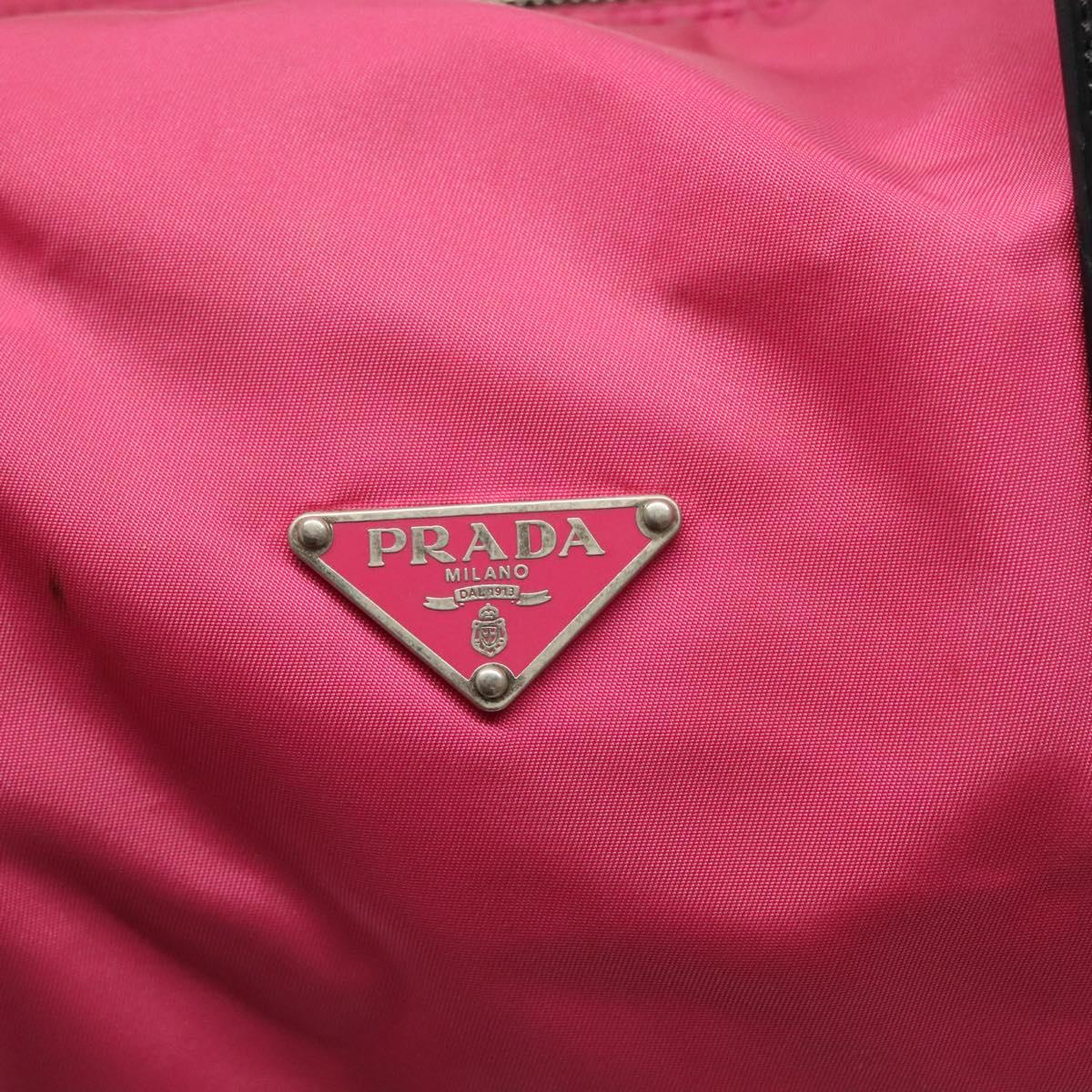 PRADA Shoulder Bag Nylon Pink Silver Auth 129631