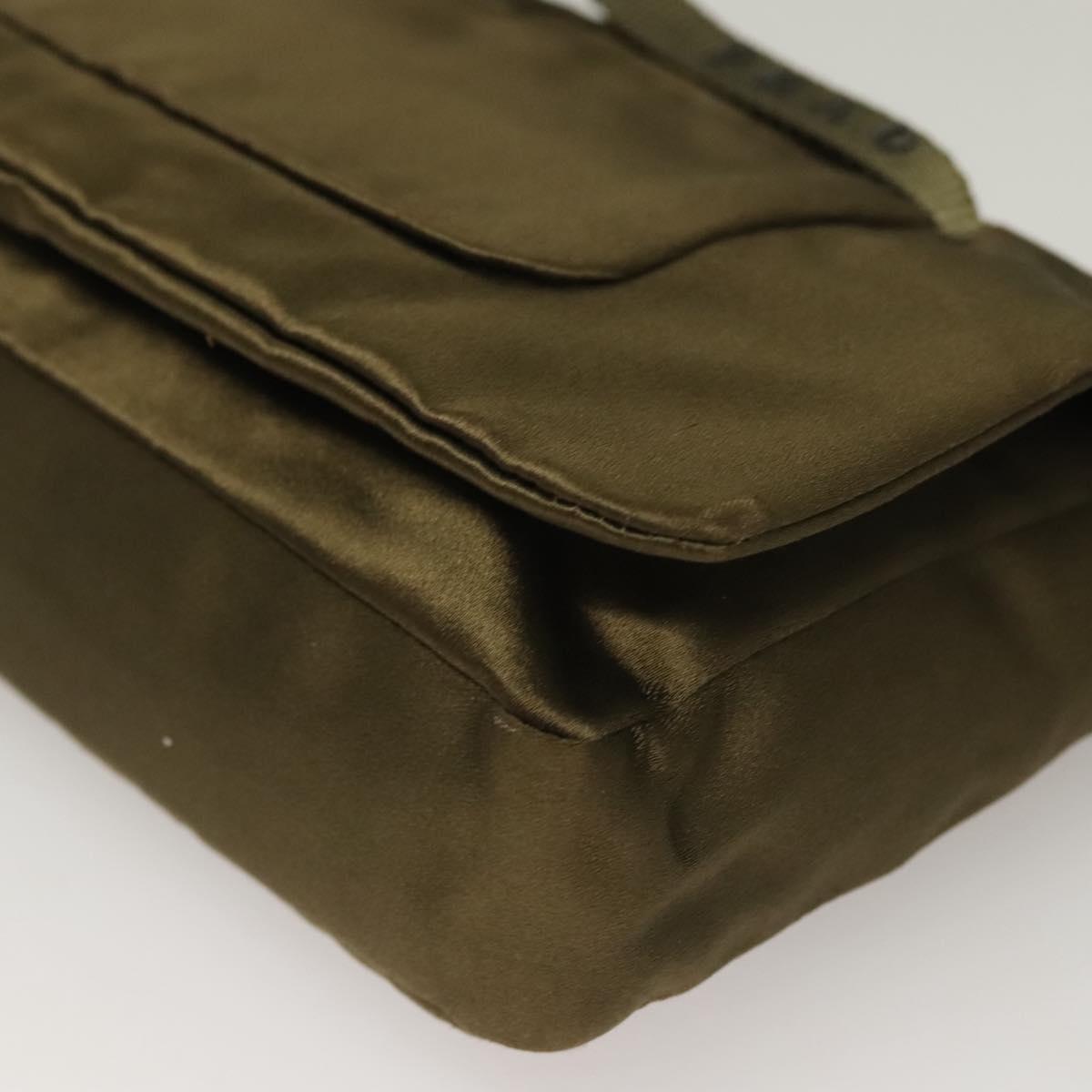 PRADA Shoulder Bag Satin Green Silver Auth 129632