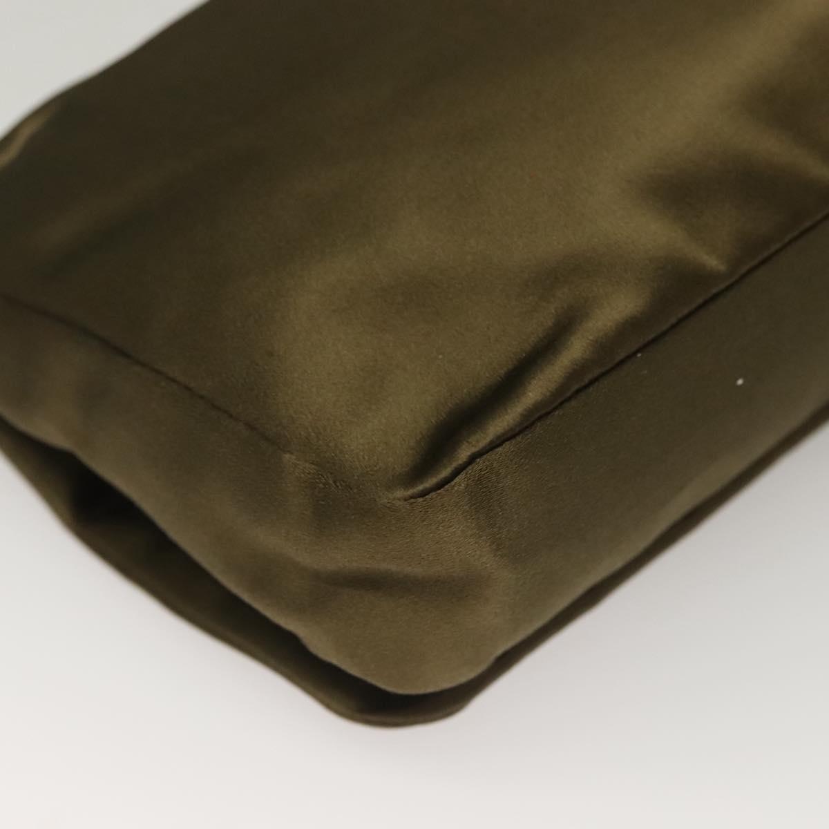 PRADA Shoulder Bag Satin Green Silver Auth 129632