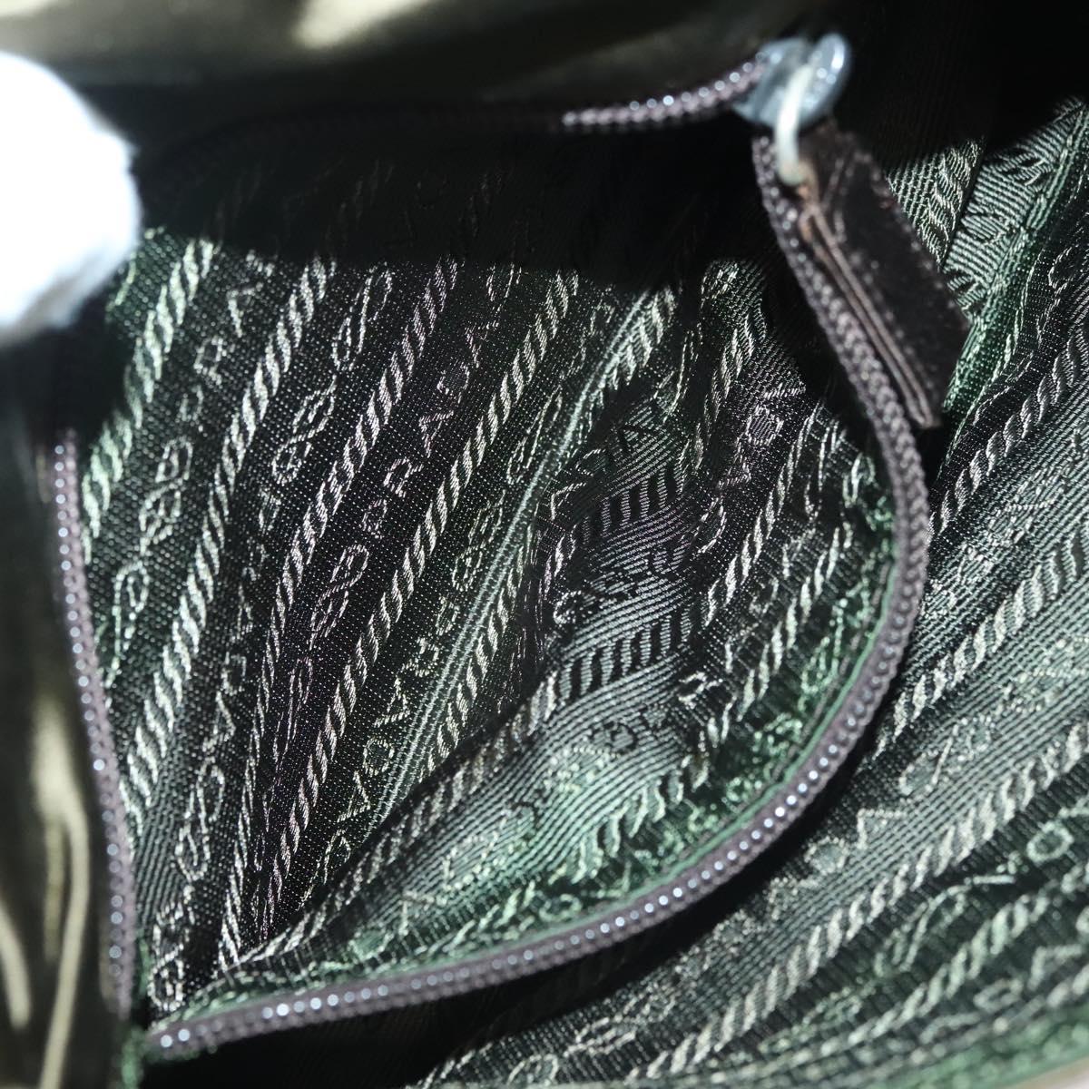 PRADA Shoulder Bag Satin Green Silver Auth 129632