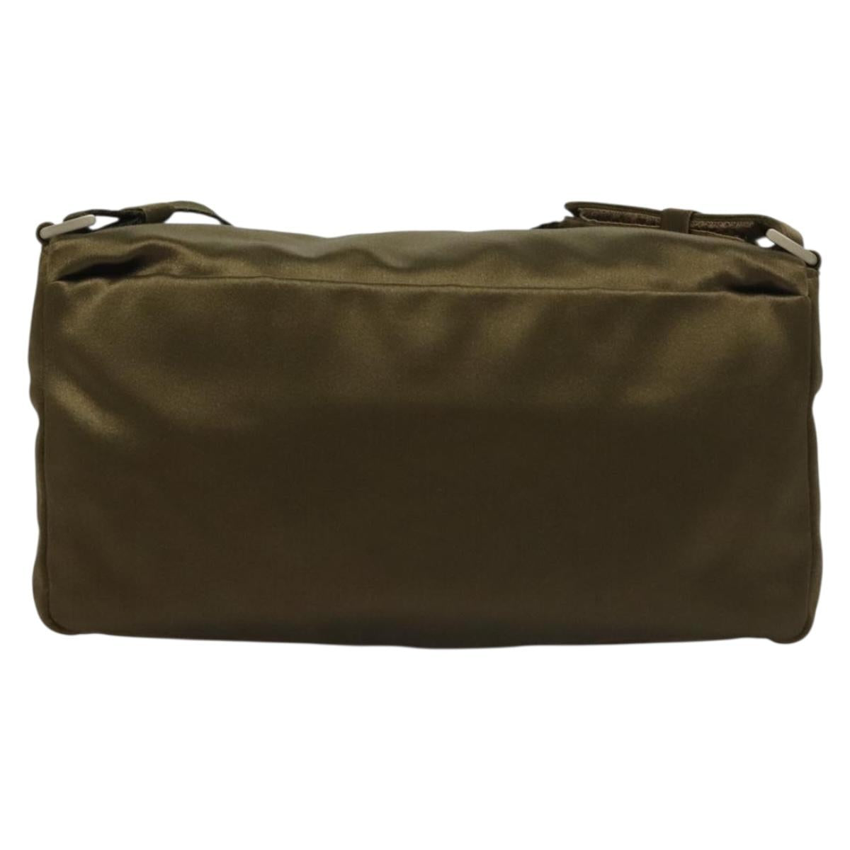 PRADA Shoulder Bag Satin Green Silver Auth 129632