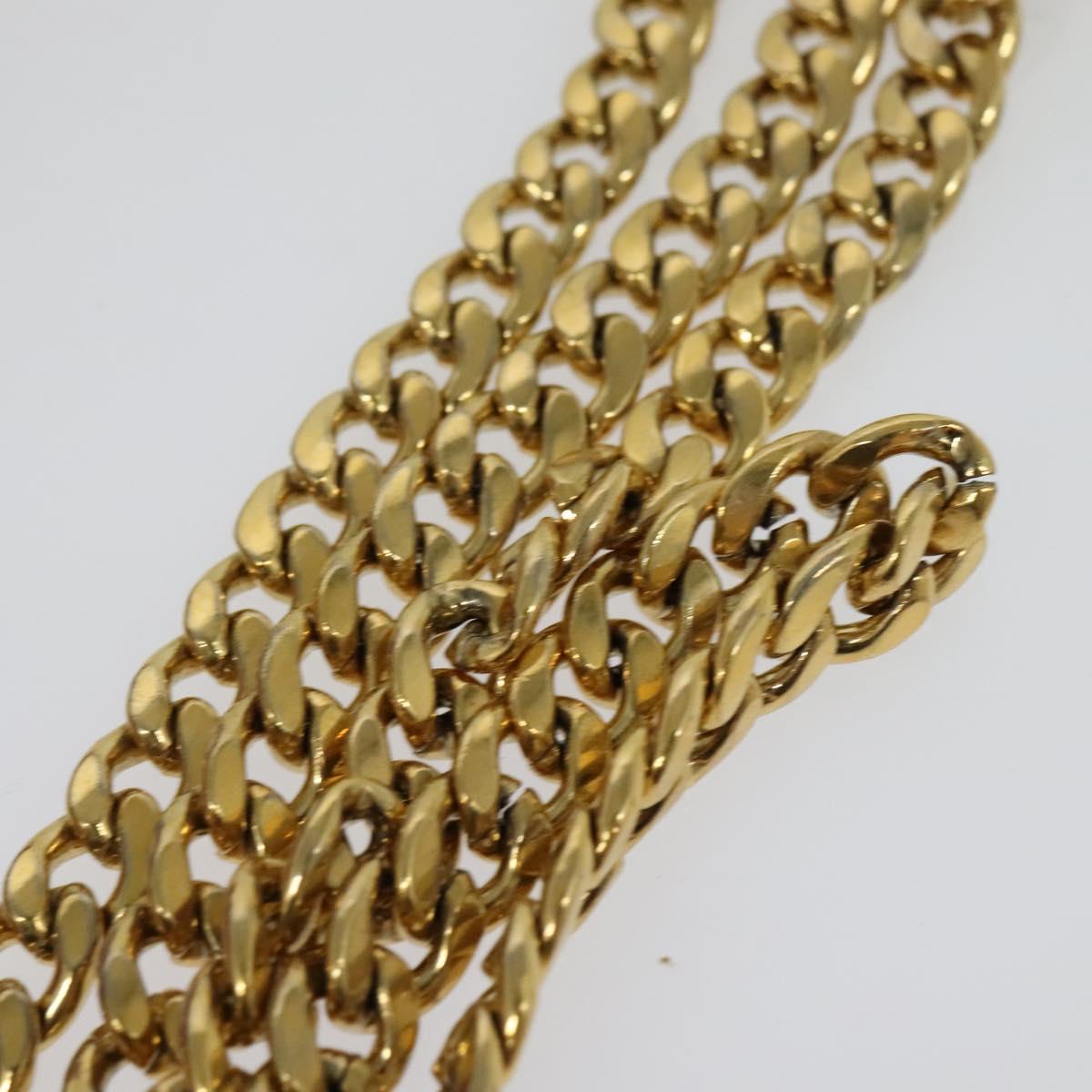 PRADA Chain Shoulder Bag Leather Red Gold Auth 129643