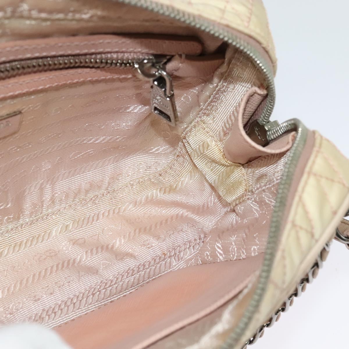 PRADA Chain Shoulder Bag Nylon 2way Pink Silver Auth 129644
