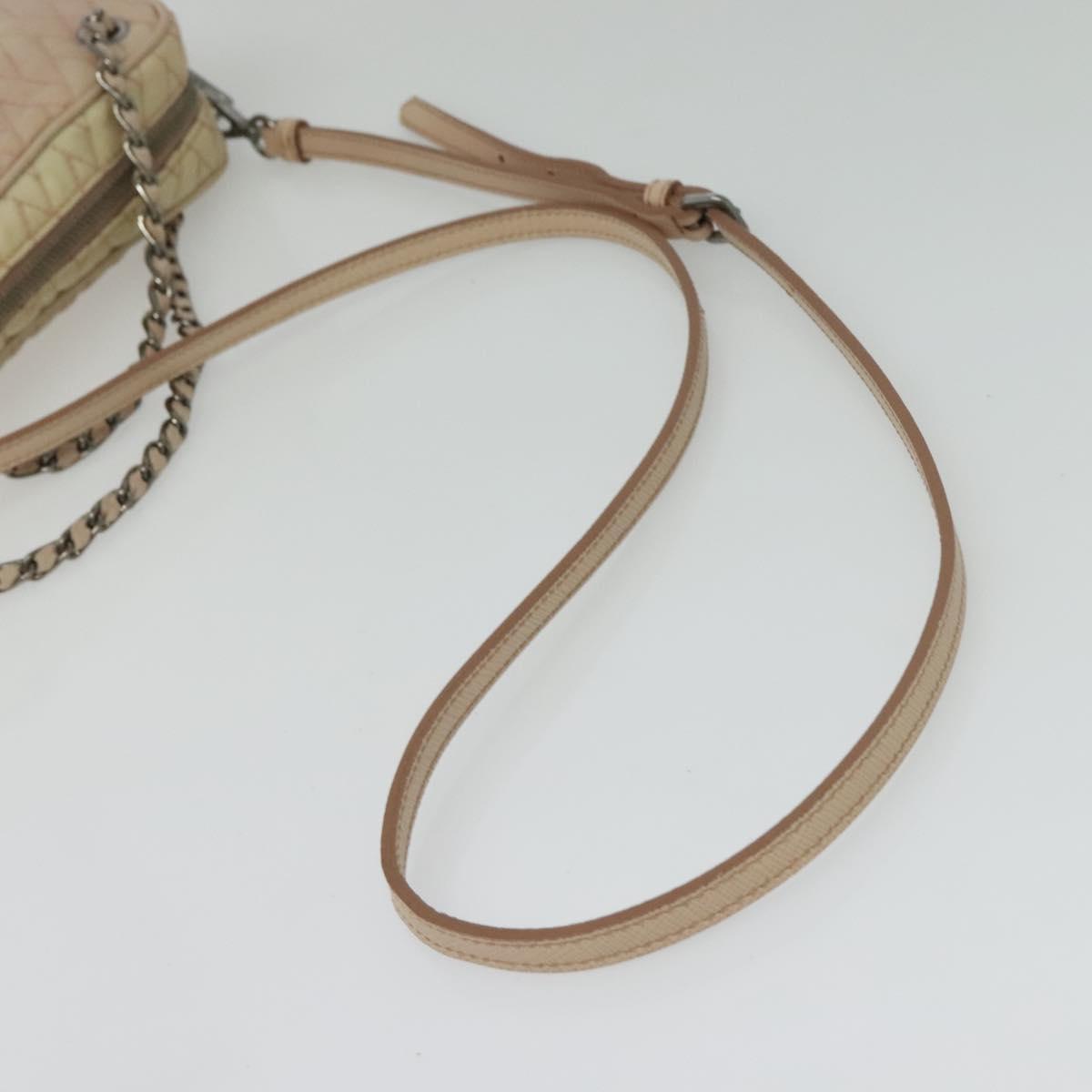 PRADA Chain Shoulder Bag Nylon 2way Pink Silver Auth 129644