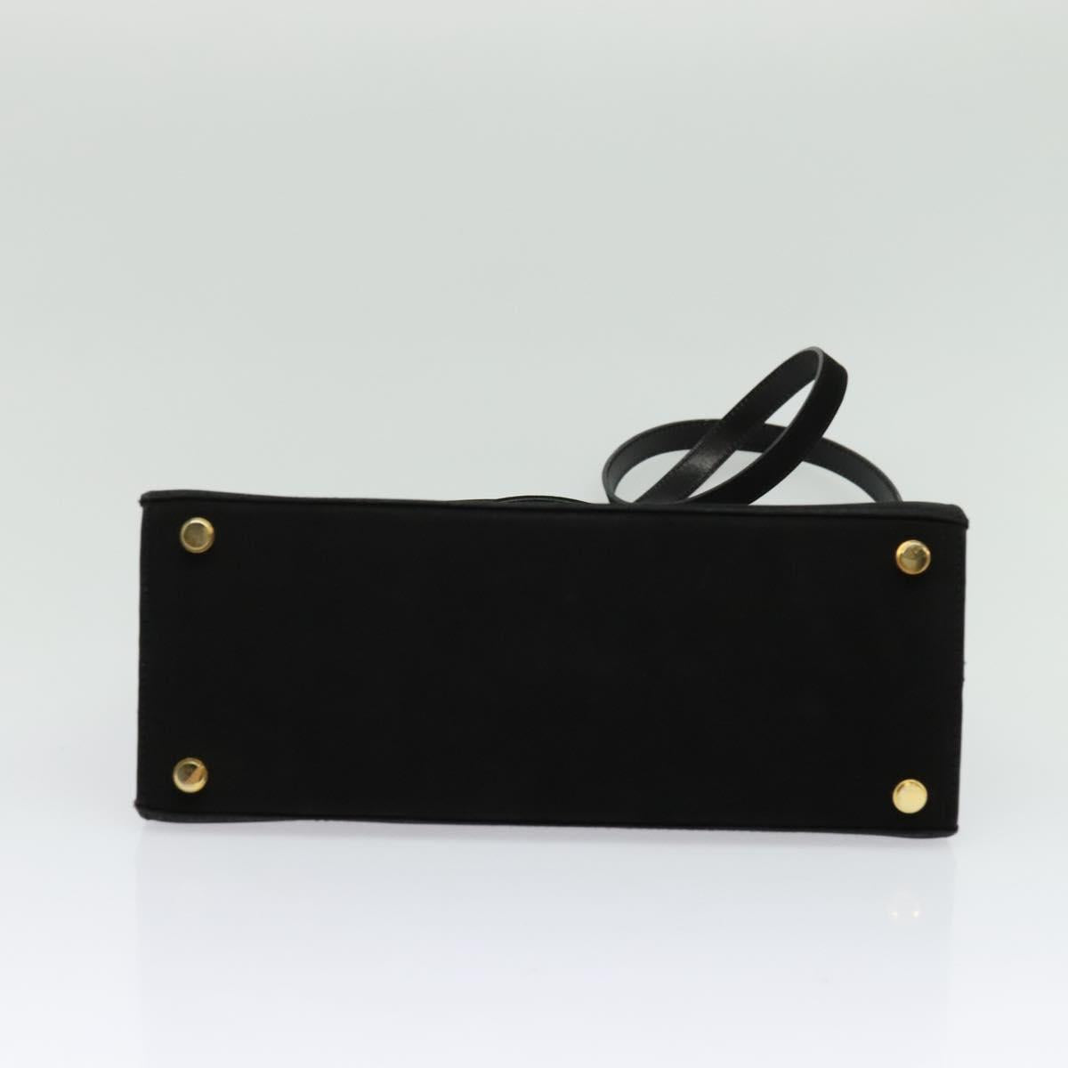 Salvatore Ferragamo Hand Bag Suede 2way Black Silver Auth 129645
