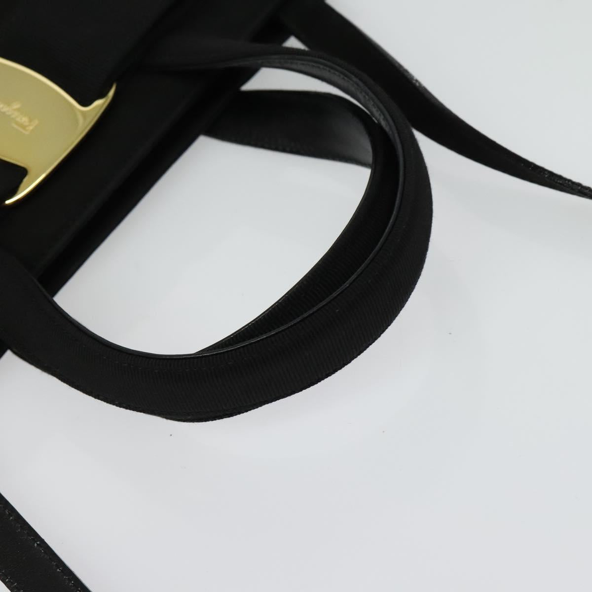 Salvatore Ferragamo Hand Bag Suede 2way Black Silver Auth 129645
