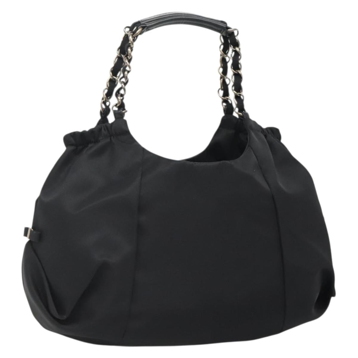 Salvatore Ferragamo Chain Shoulder Bag Nylon Black Auth 129646