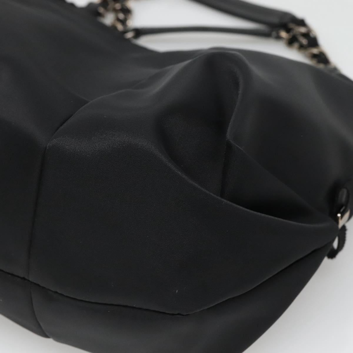 Salvatore Ferragamo Chain Shoulder Bag Nylon Black Auth 129646