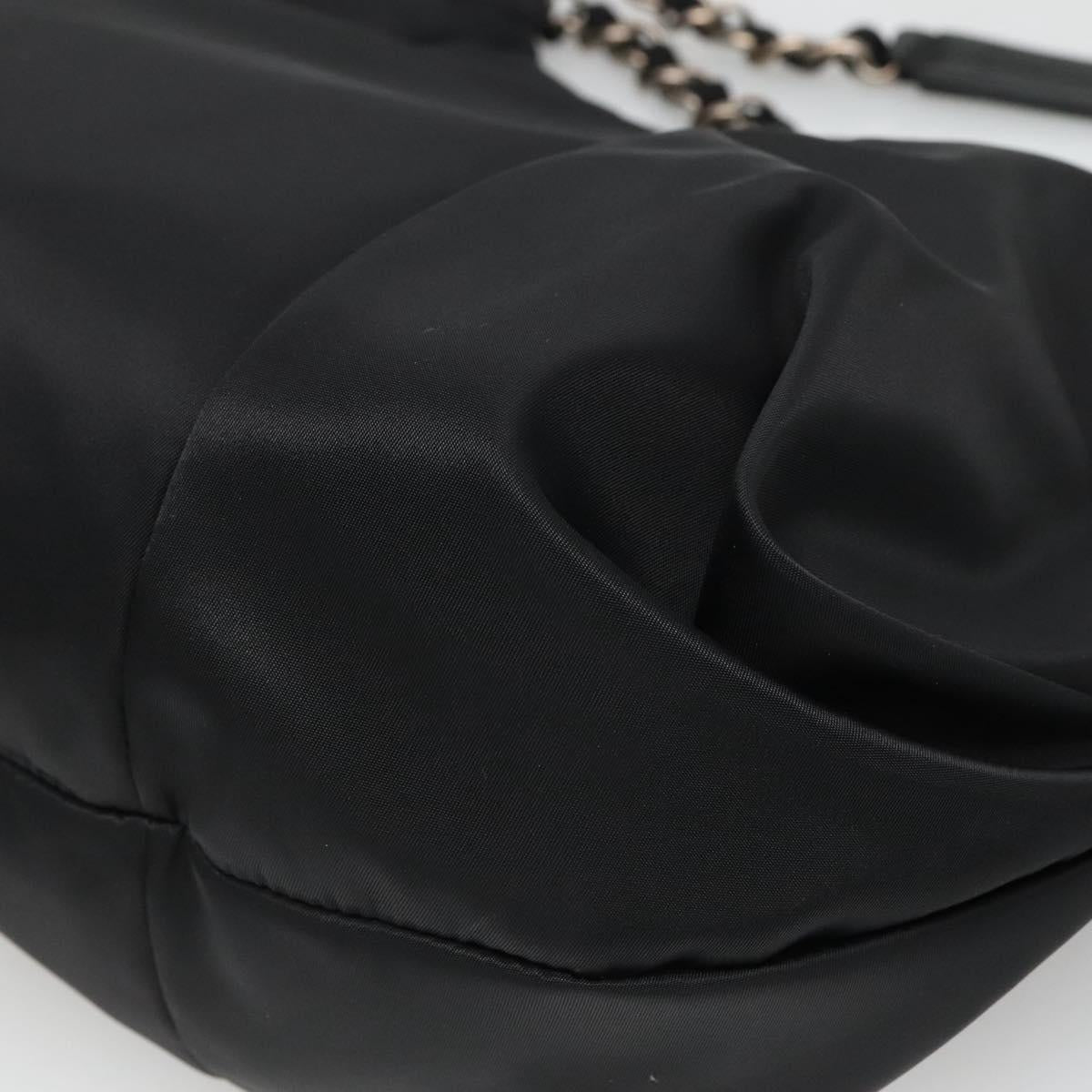 Salvatore Ferragamo Chain Shoulder Bag Nylon Black Auth 129646