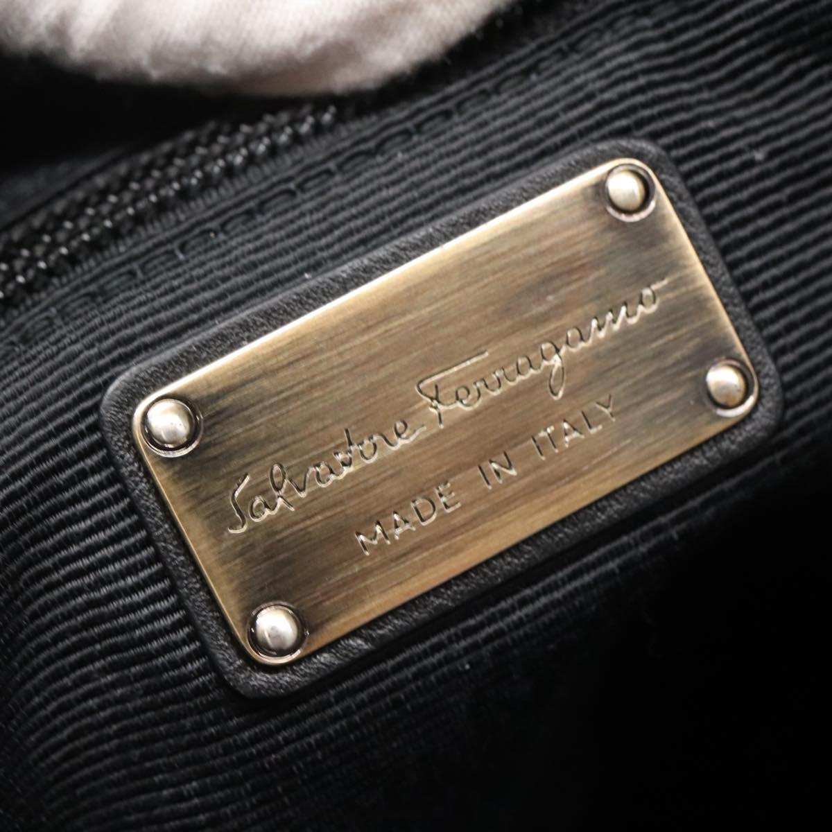 Salvatore Ferragamo Chain Shoulder Bag Nylon Black Auth 129646