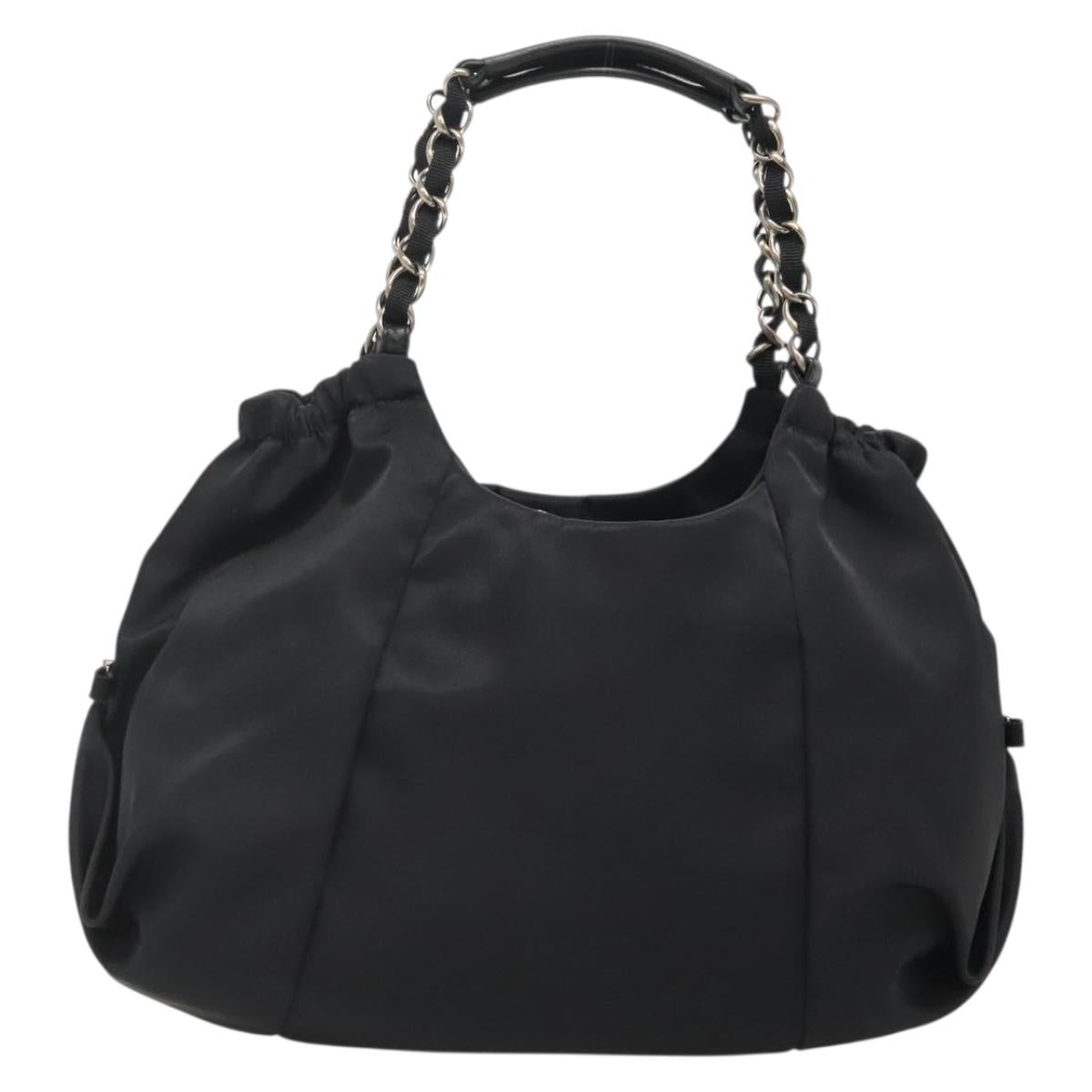 Salvatore Ferragamo Chain Shoulder Bag Nylon Black Auth 129646