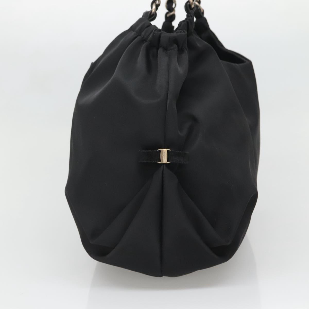 Salvatore Ferragamo Chain Shoulder Bag Nylon Black Auth 129646