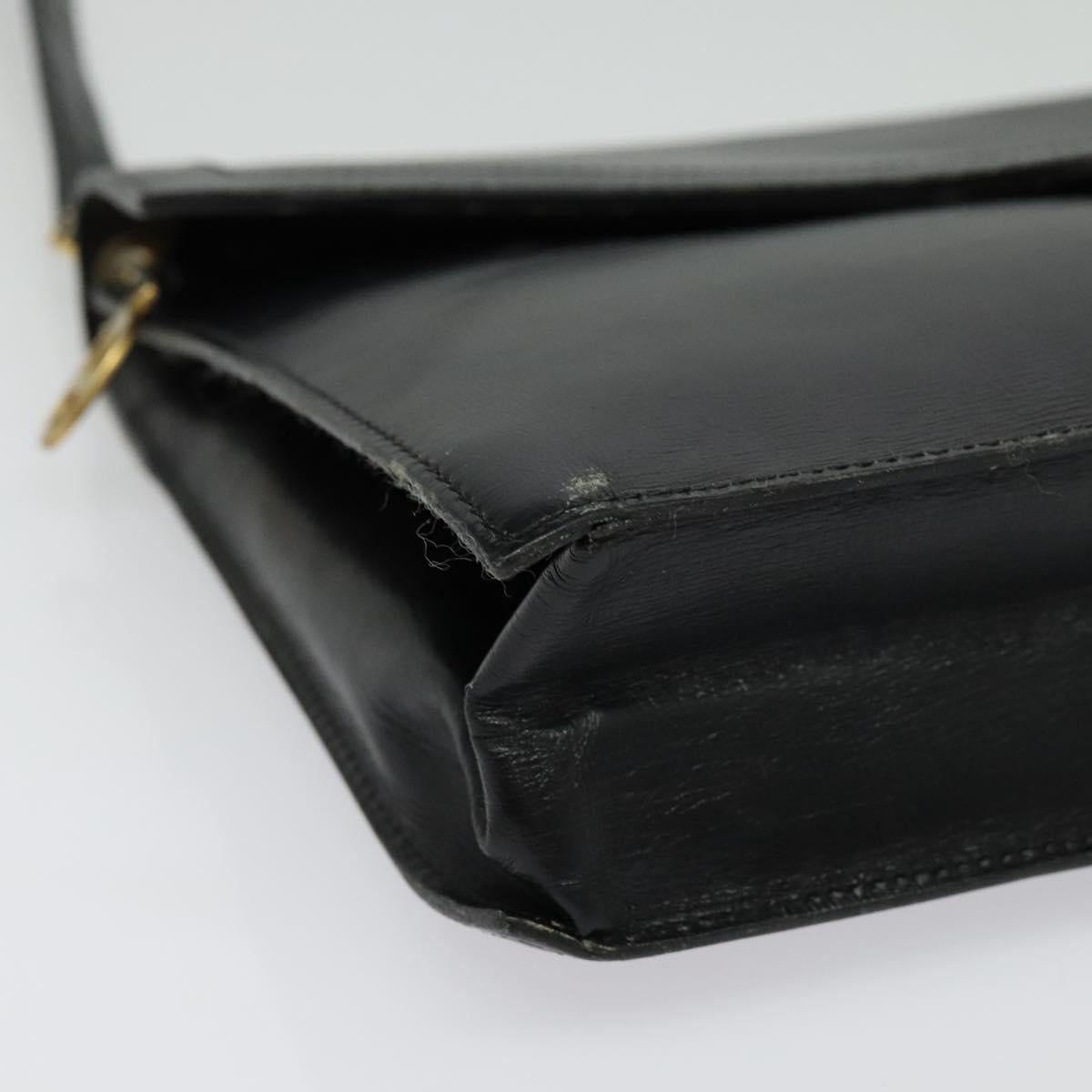Christian Dior Shoulder Bag Leather Black Gold Auth 129647