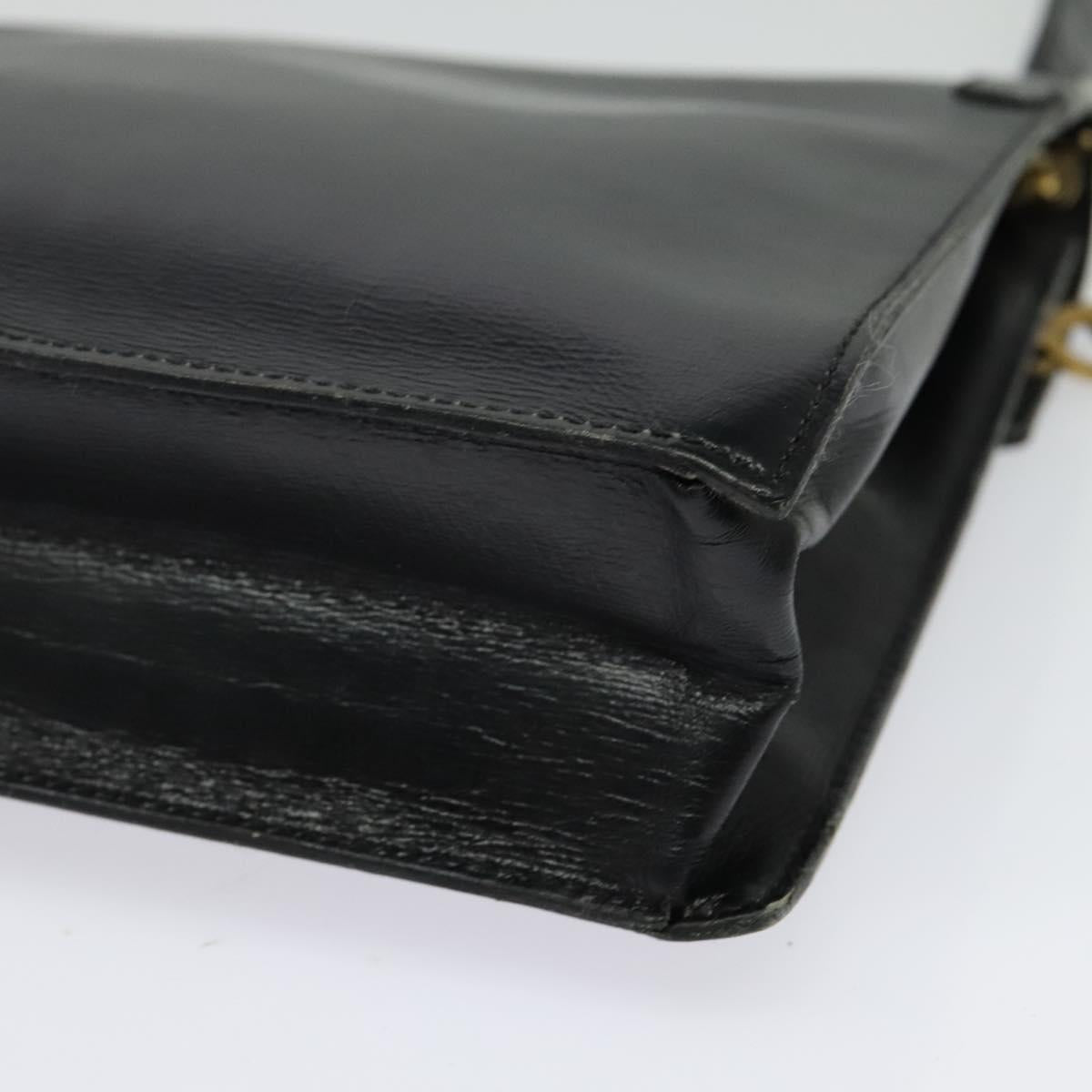 Christian Dior Shoulder Bag Leather Black Gold Auth 129647