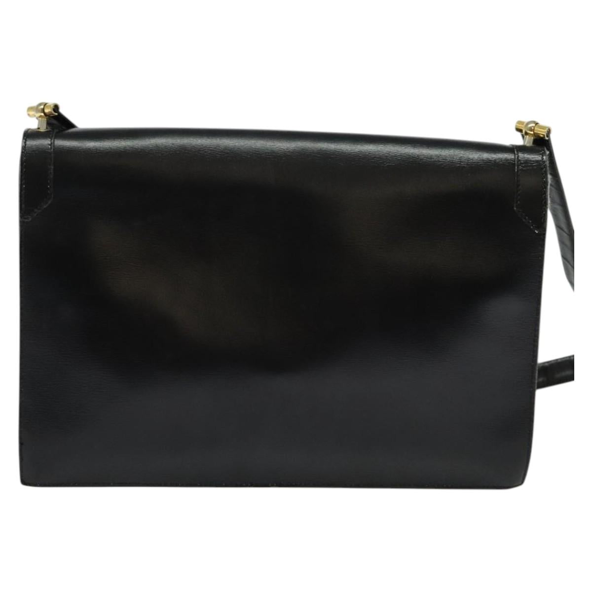 Christian Dior Shoulder Bag Leather Black Gold Auth 129647