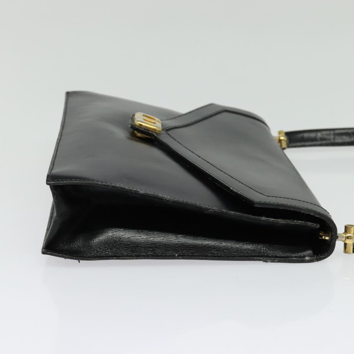 Christian Dior Shoulder Bag Leather Black Gold Auth 129647