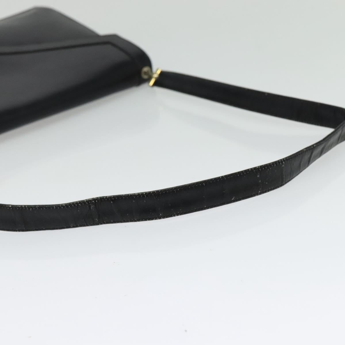 Christian Dior Shoulder Bag Leather Black Gold Auth 129647