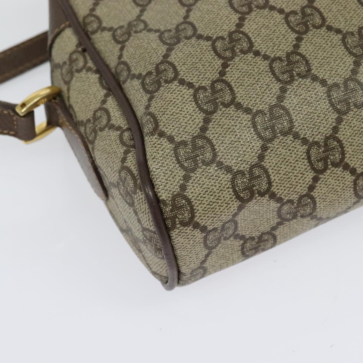 GUCCI GG Supreme Web Sherry Line Shoulder Bag PVC Beige Gold Auth 129651