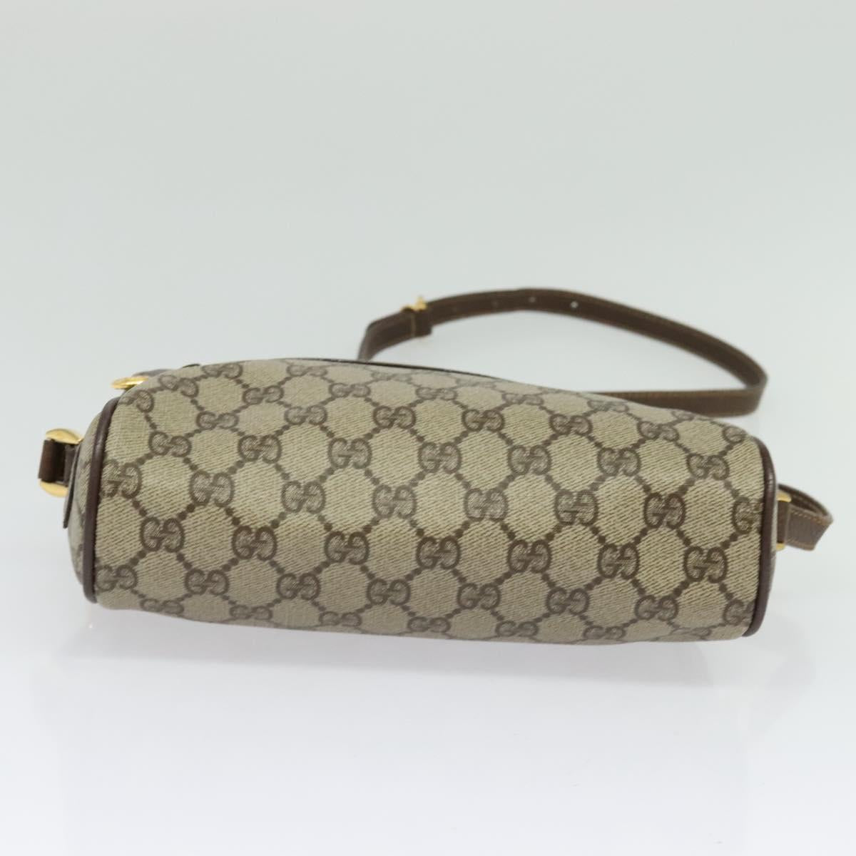 GUCCI GG Supreme Web Sherry Line Shoulder Bag PVC Beige Gold Auth 129651