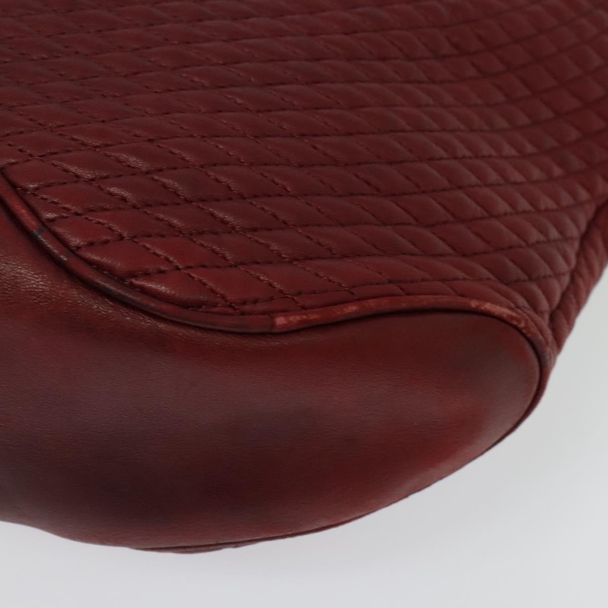 BALLY Shoulder Bag Leather Red Gold Auth 129654