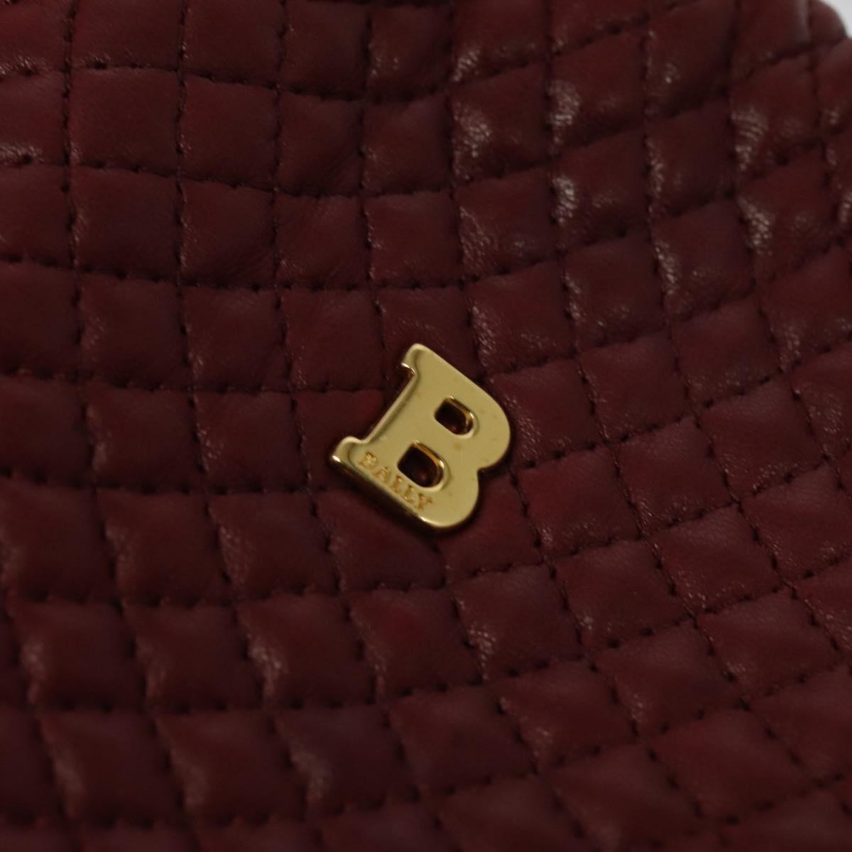 BALLY Shoulder Bag Leather Red Gold Auth 129654