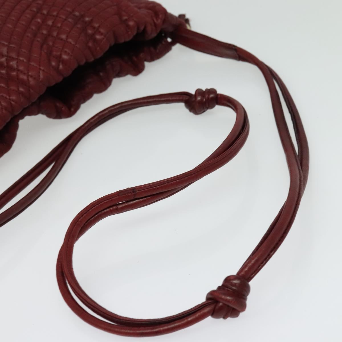 BALLY Shoulder Bag Leather Red Gold Auth 129654