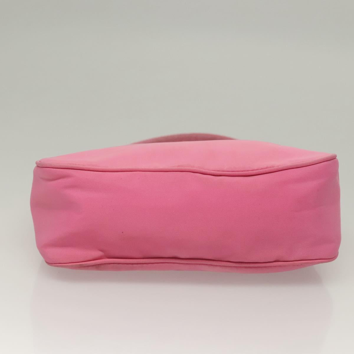 PRADA Hand Bag Nylon Pink Silver Auth 129678