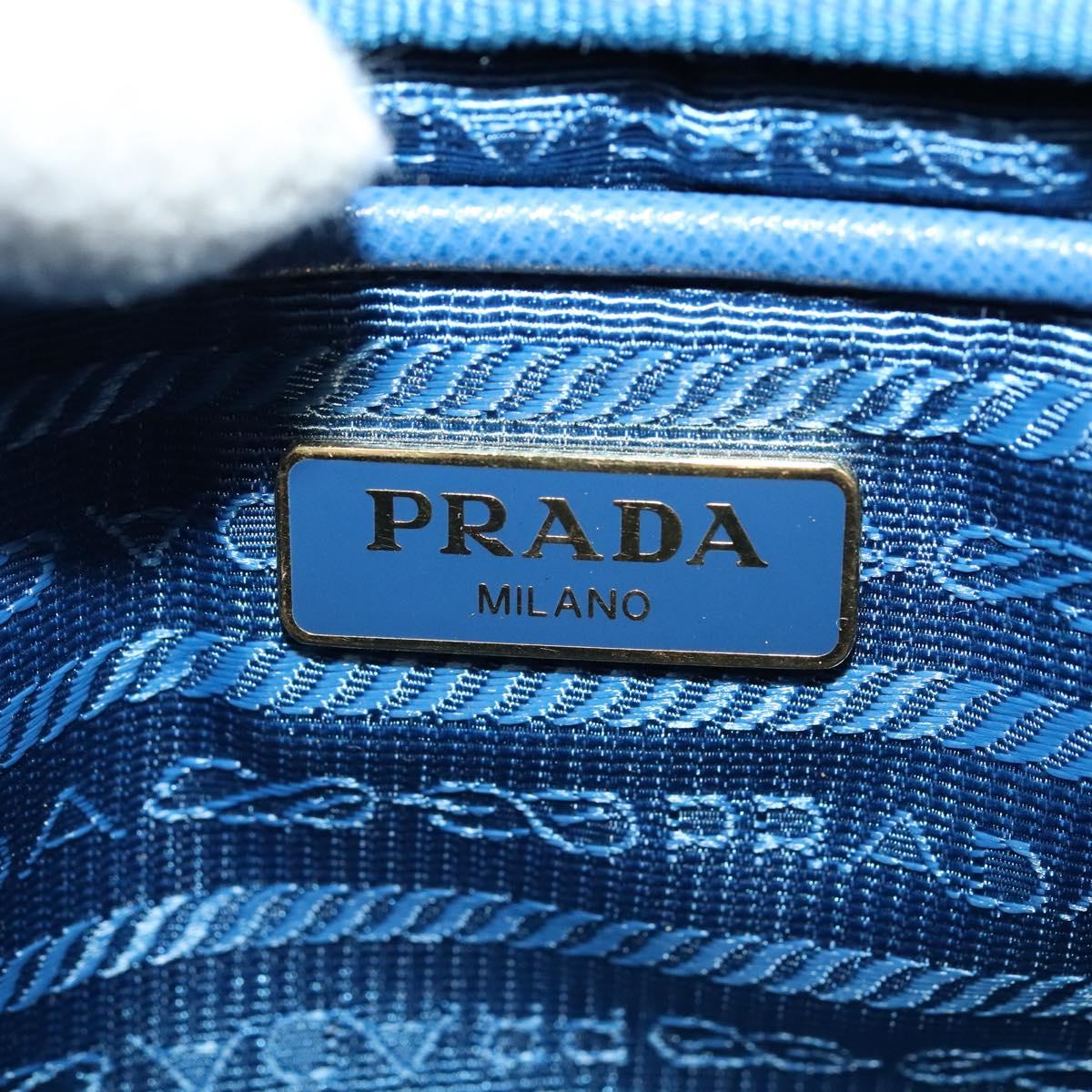 PRADA Shoulder Bag Nylon Gold Blue Auth 129679A