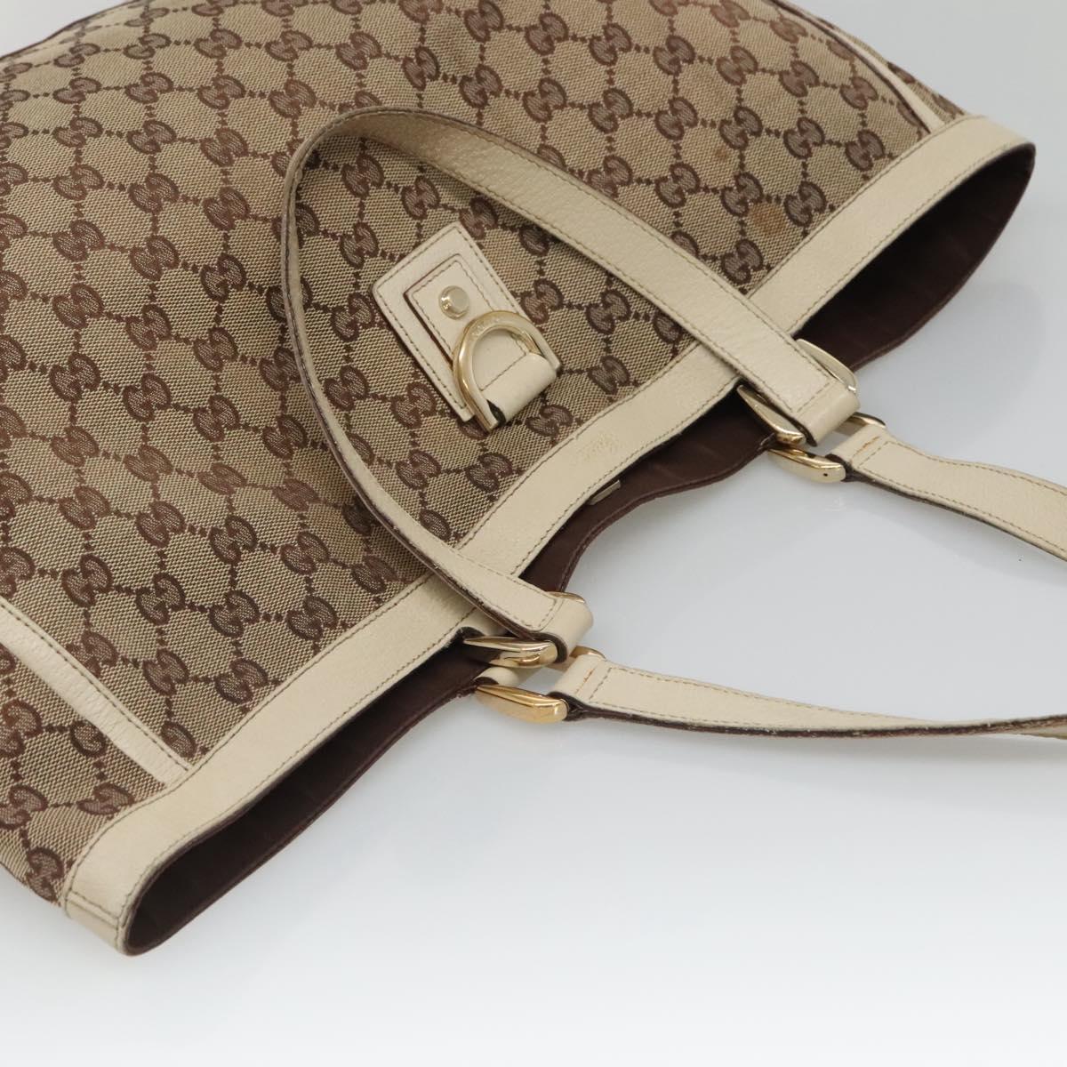 GUCCI GG Canvas Abbey Tote Bag Beige Gold 141472 Auth 129687